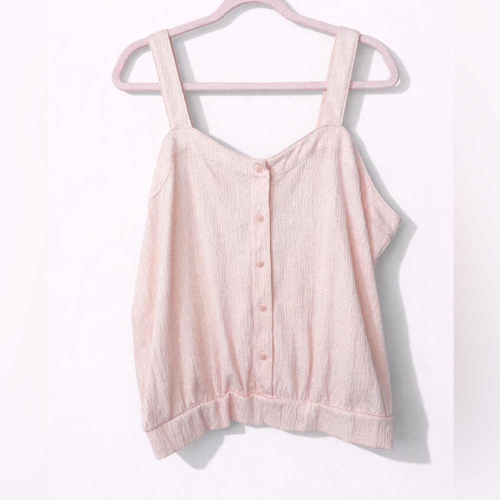 LOFT Outlet Blush Pink Button Front Wide Strap Tank Top XL